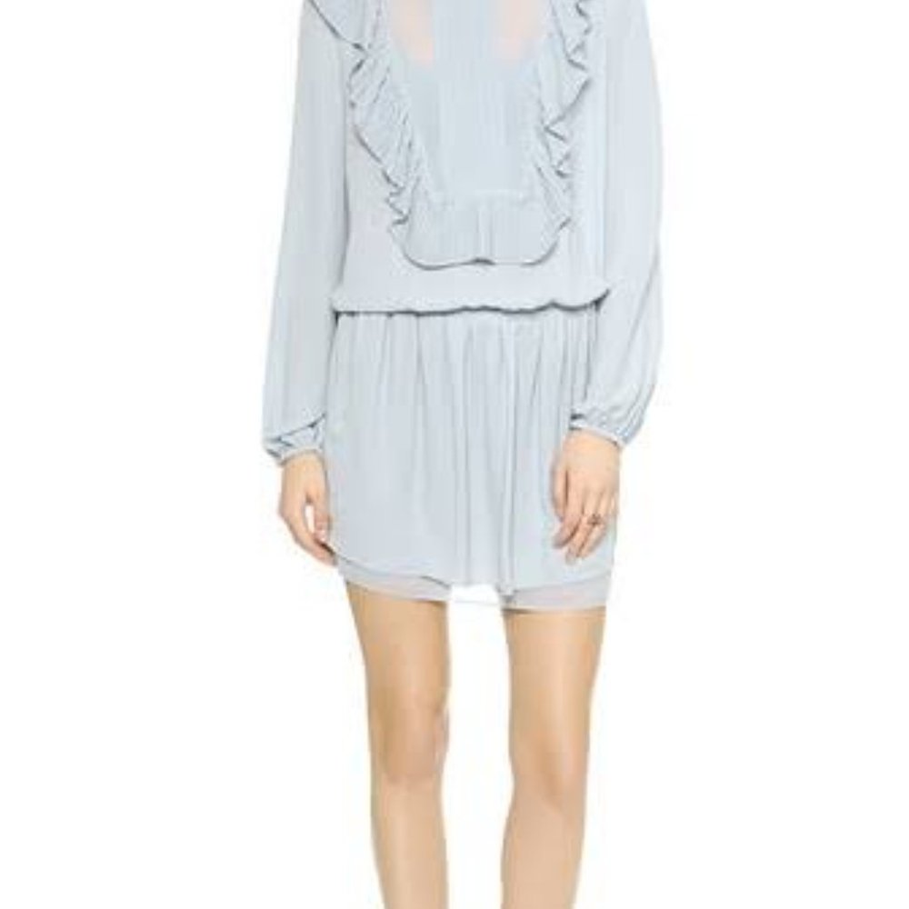 BCBGMAXAZRIA Kristey Pleated Ruffle Bib Dress